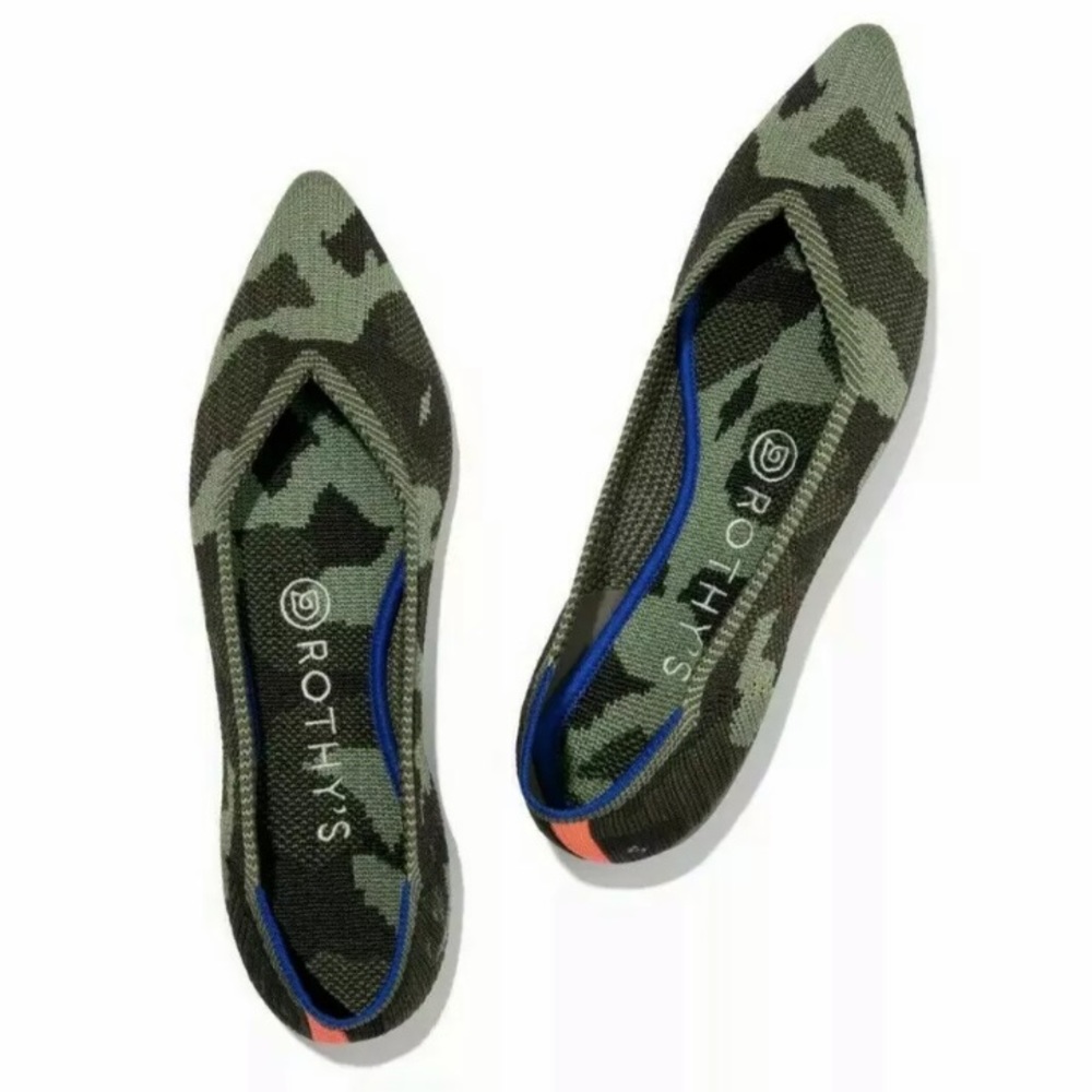 Rothy’s Olive Camo Point Flats sz 8.5
